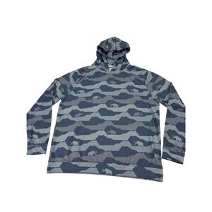 Waggle Golf Mens XL Blue Mountain Mammoth Print Performance Sun Hoodie Pullover